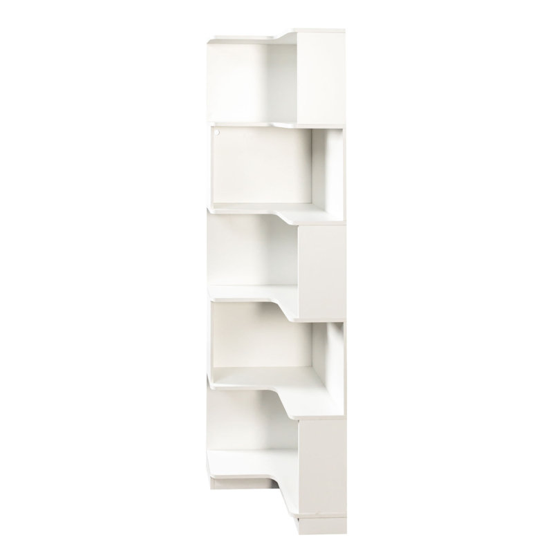 Bibliothèque en L avec lumière DEL, Blanc