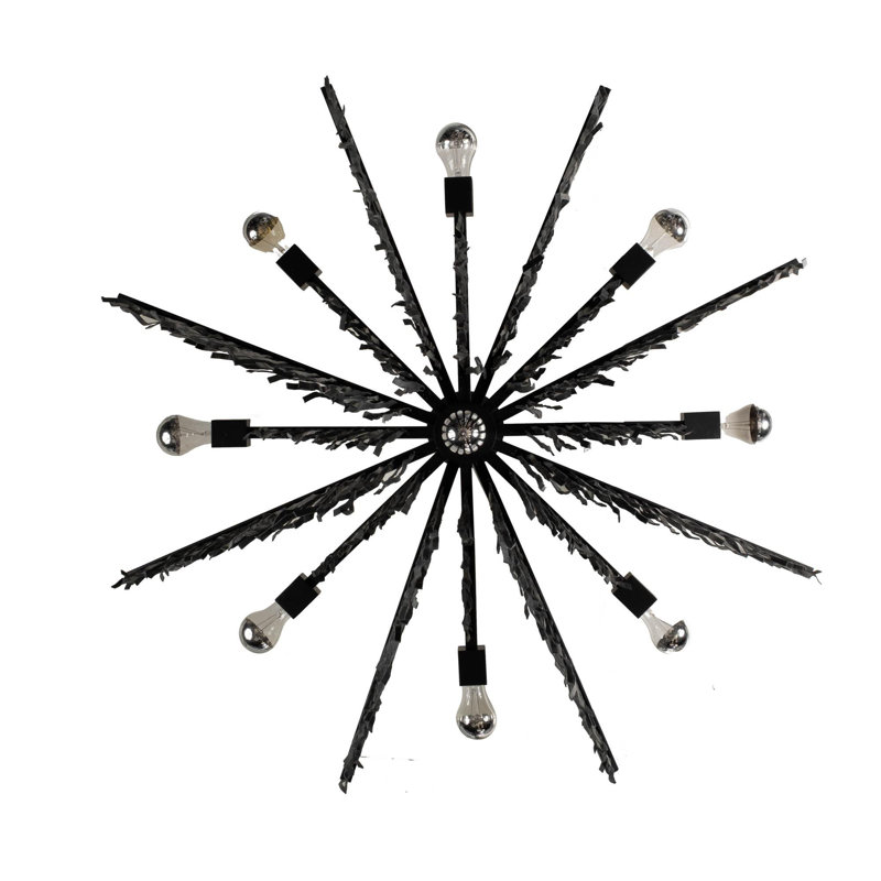 Large Leather Fringe Chandelier, Black