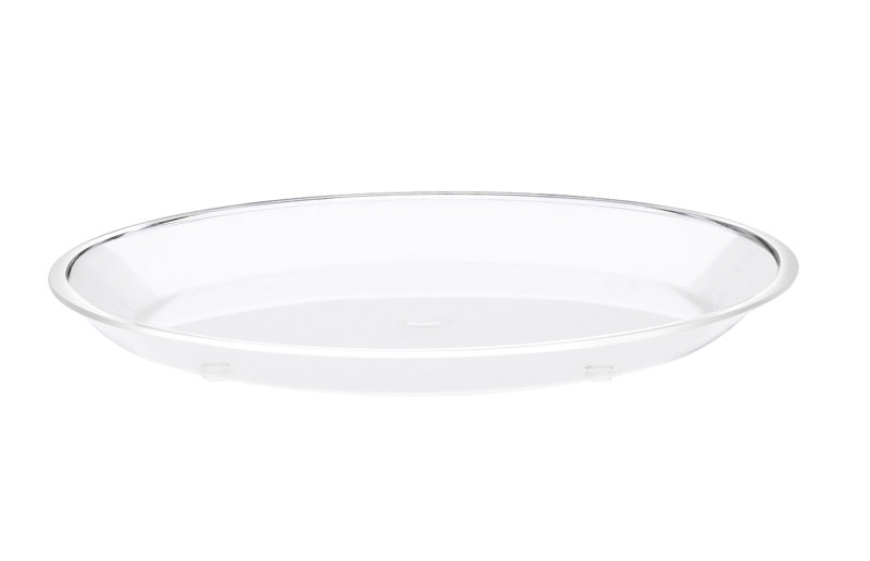 Round Shallow Tray, Clear, 1" H x 12" W x 12" D