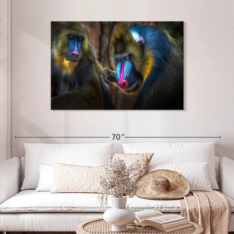Two Mandrill Monkeys, 30" H x 45" W