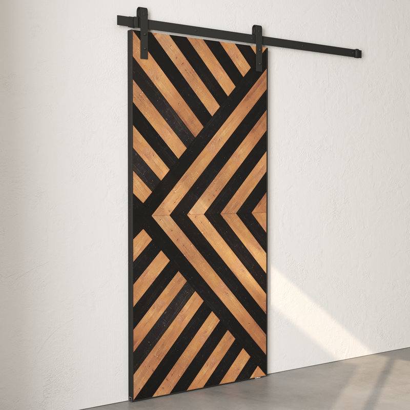Porte de grange en bois massif Malibu teintée avec trousse de quincaillerie d'installation, 42 po x 96 po, Enigma espresso