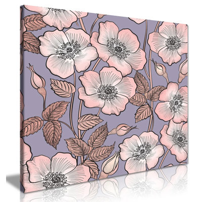Vintage Floral 1 Piece Wrapped Canvas Wall Art