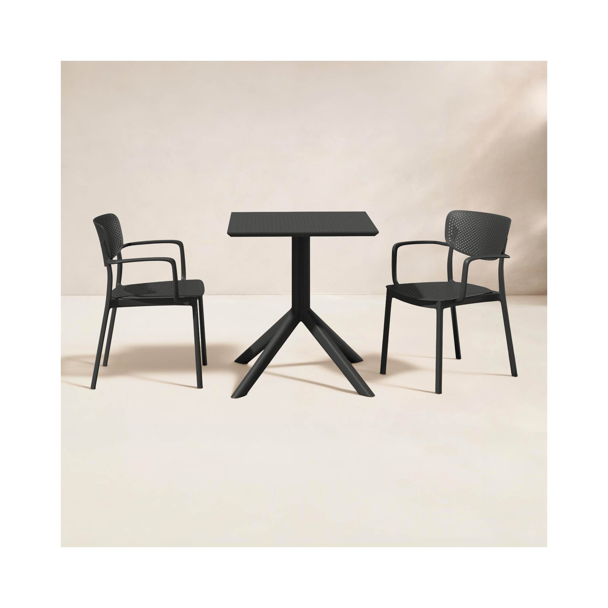 Farrah Square 2 - Person Bistro Set, Black