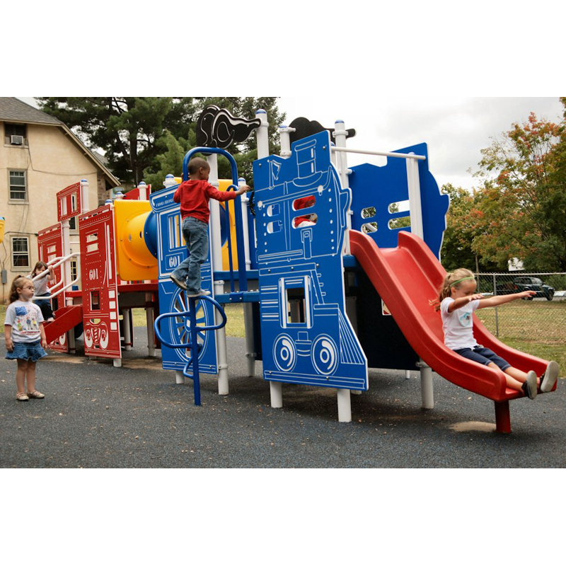 Moteur et caboose kidvision train, Rouge, bleu et jaune