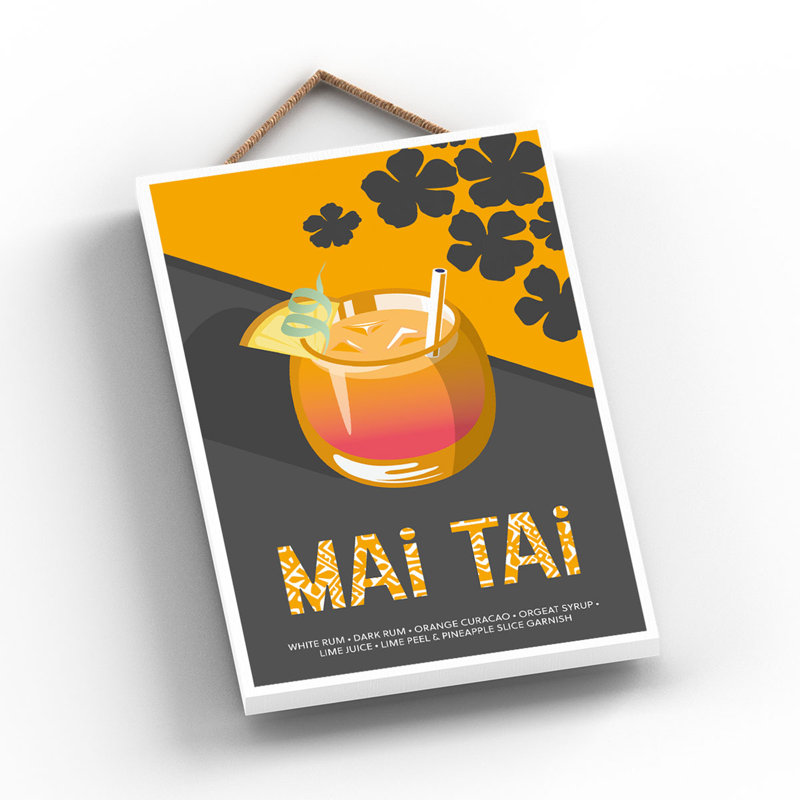 Cocktails - Mai Tai Wooden Hanging Plaque 285x185