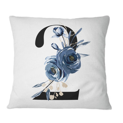 Art floral avec numéro deux II - Coussin décoratif traditionnel