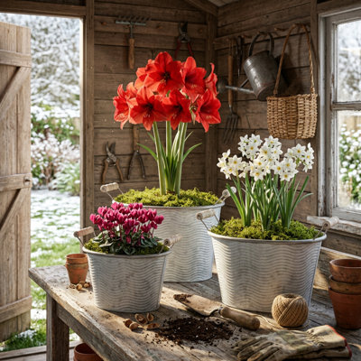 3 Piece Wave Galvanized Metal Planters