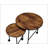 Oblis Vintage Oak Finish Nesting Table Set With Metal Tri-Pod Legs And Caster Wheels For Easy Mobility