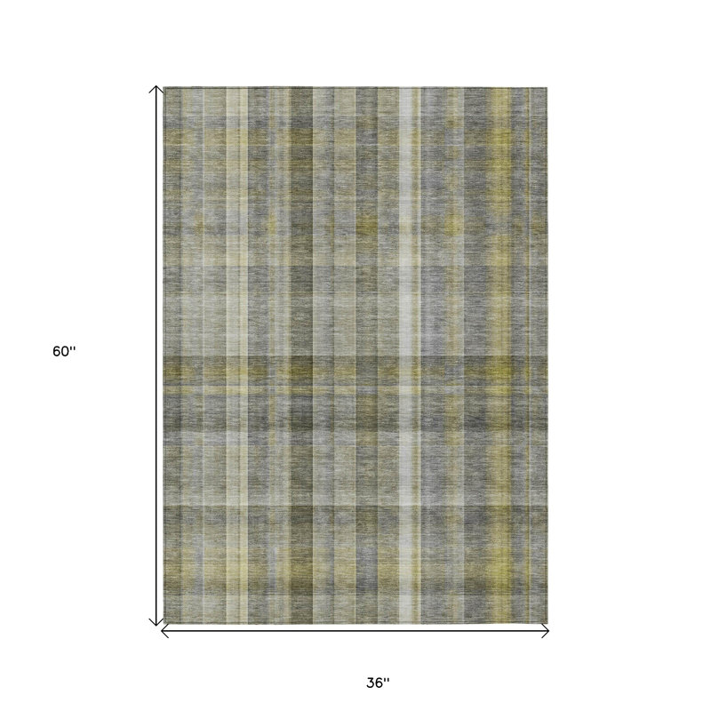 Tapis extérieur lavable antidérapant à carreaux gris 3 pi x 5 pi