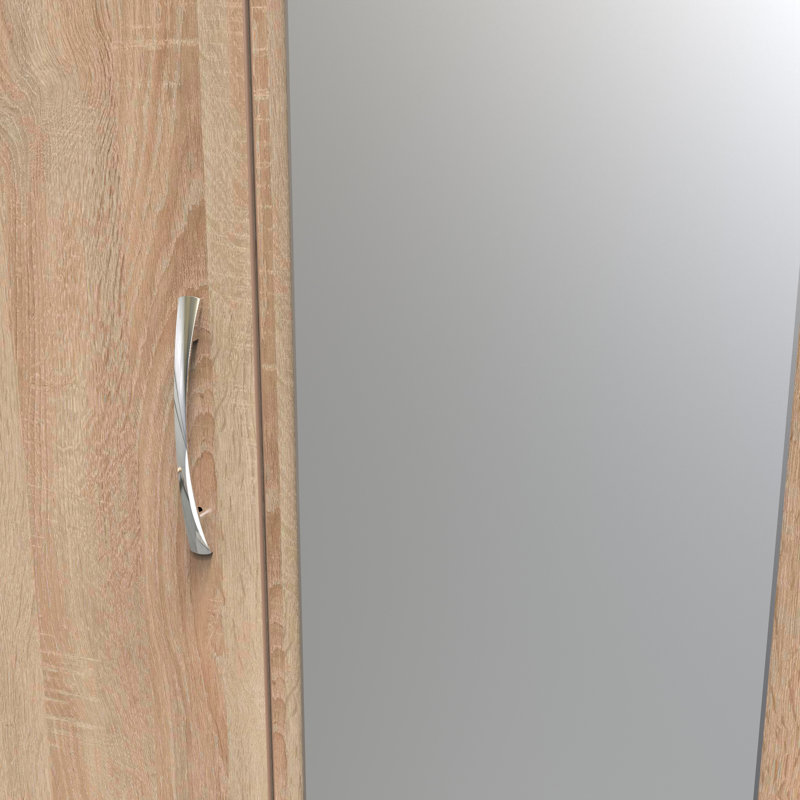 Dekyn Triple 4 Drawer Mirror Wardrobe, Bardolino Oak