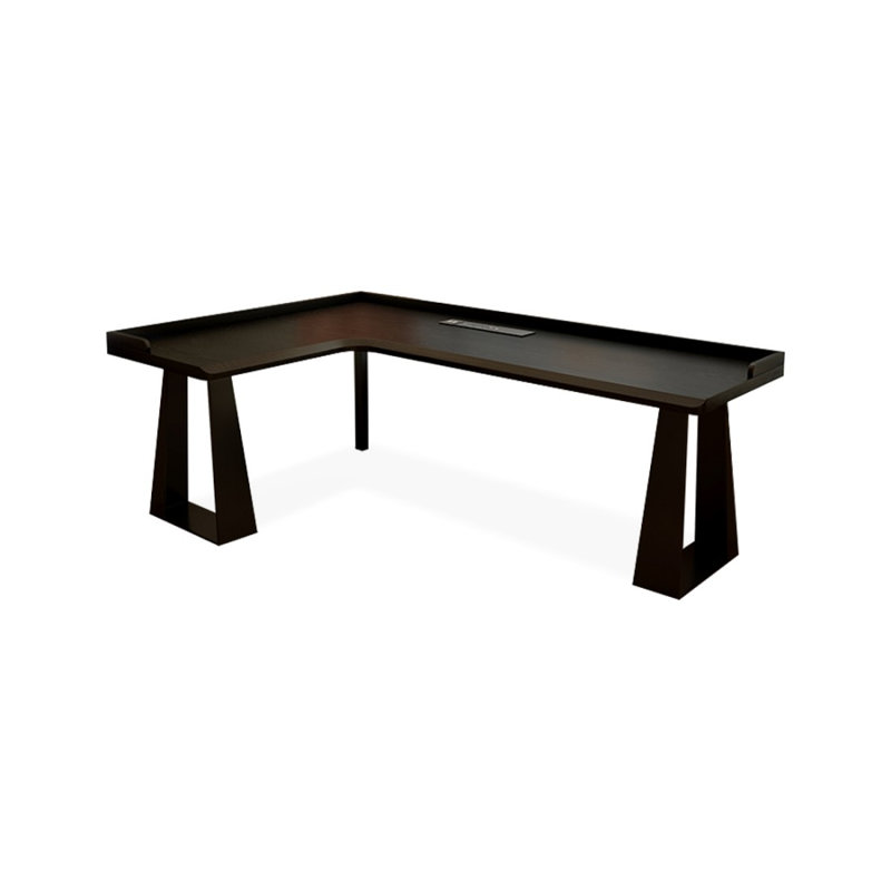 Bureau en bois massif noir en forme de L + fer, H 31,5 po x l 70,87 po x P 47,24 po, Retour à gauche