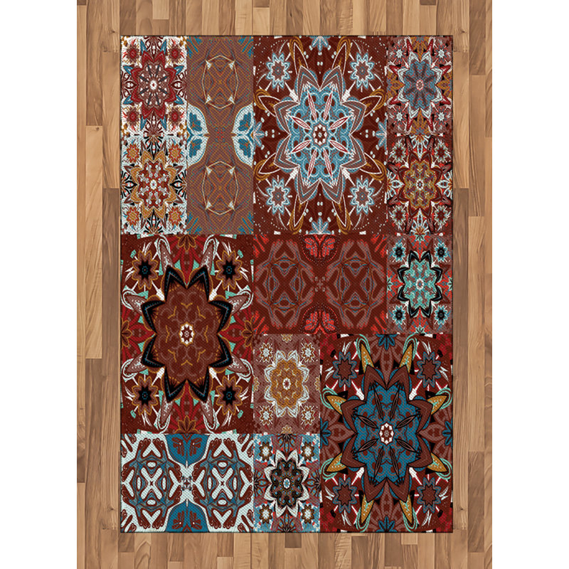 Brown High Density Long Fiber Poly Threads Decorative Area Rug Carpet, Rectangle 4' x 5'8"