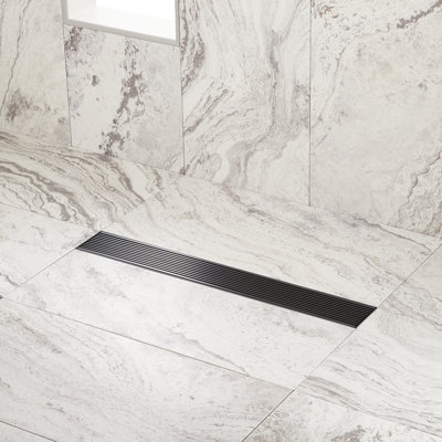60" Patterned Linear Shower Drain - Matte Black