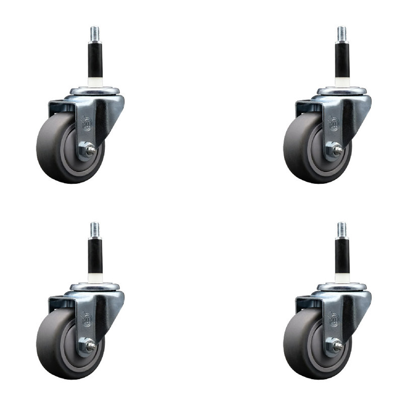 Ensemble de roulettes extensibles en caoutchouc de 3 po en caoutchouc thermoplastique 3 po SCC