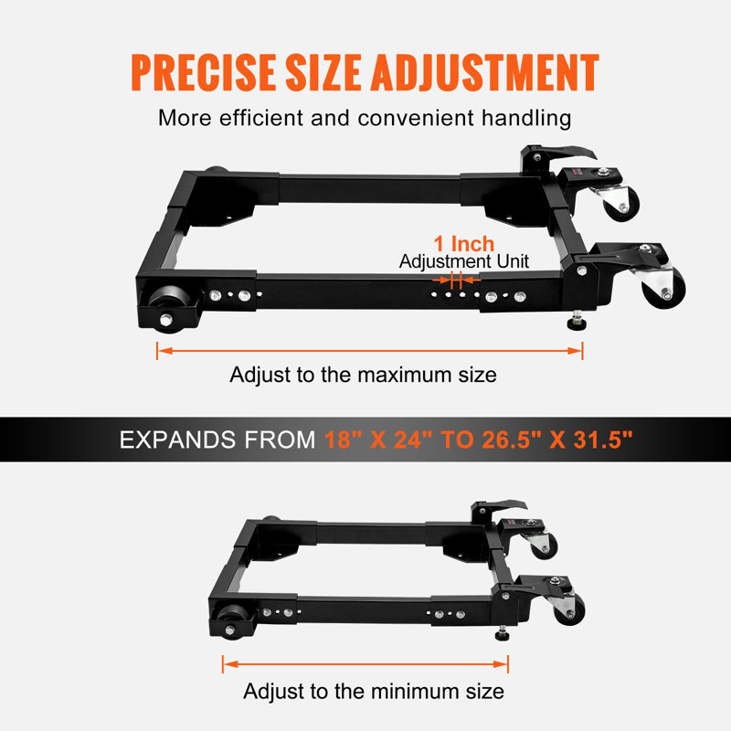 Base mobile, capacité de 1500 lb, réglable de 18 po x 24 po à 26,5 po x 31,5 po, support mobile universel robuste avec roues pivotantes, pour équipement de travail du bois, scie à ruban, outils électriques, machines