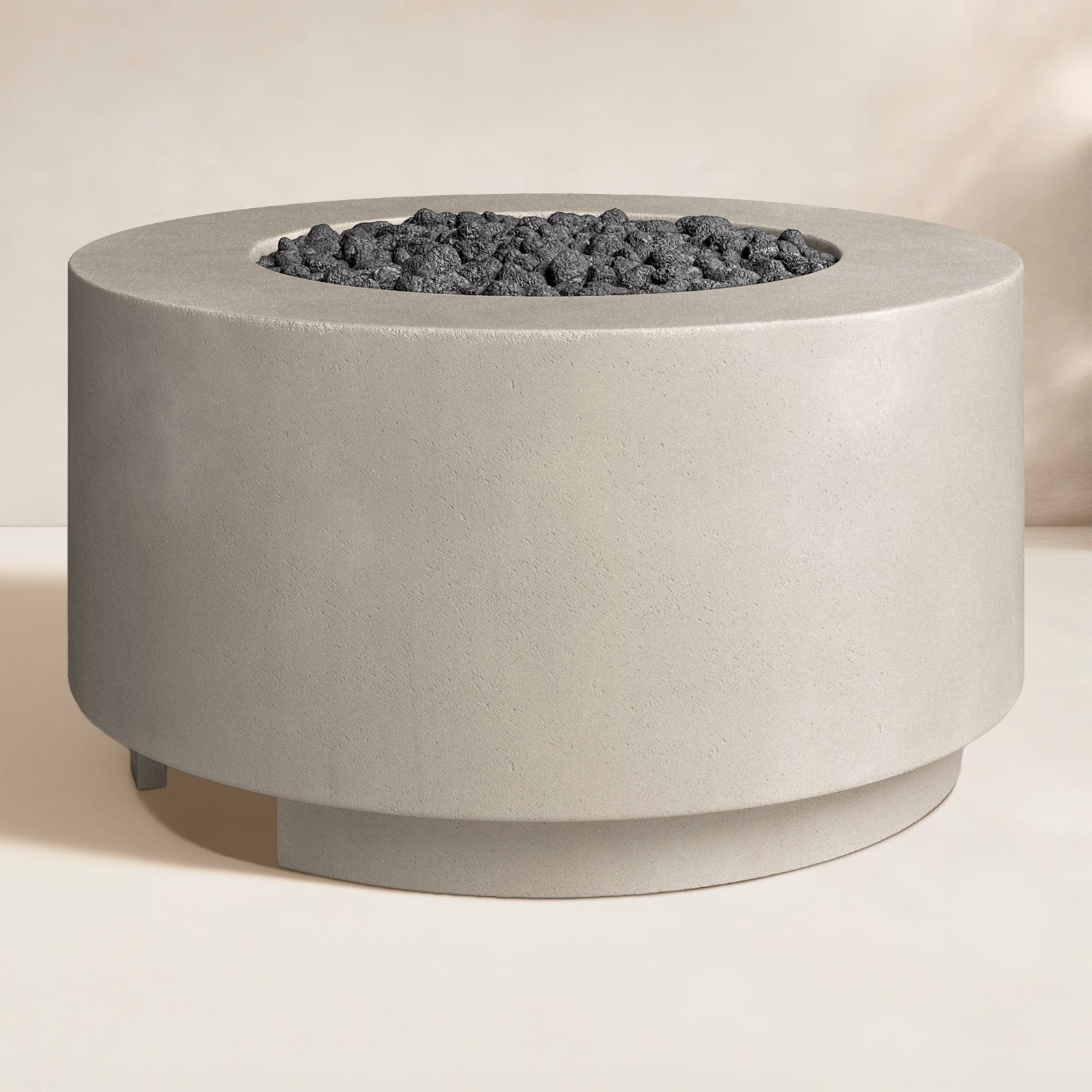 Round Fire Pit Table, Pewter Concrete, Natural Gas