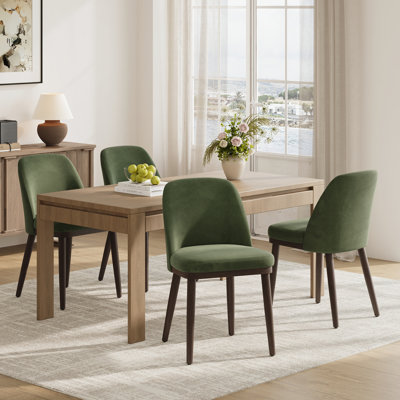 Upholstered Solid Wood Dining Chair With Soft Fabric
