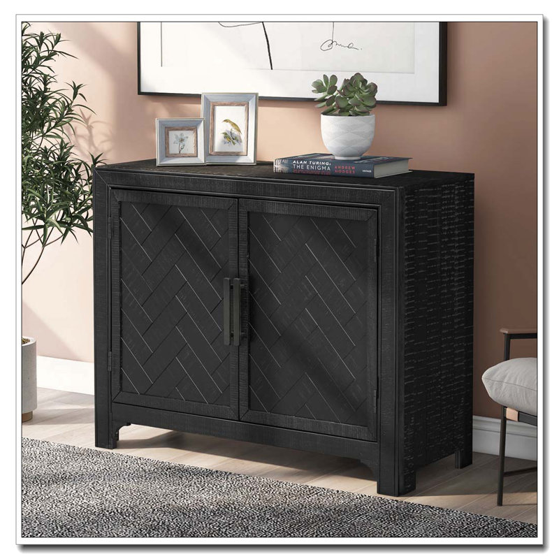 40" Modern Accent Cabinet with Unique Design Doors & Adjustable Shelf, Black