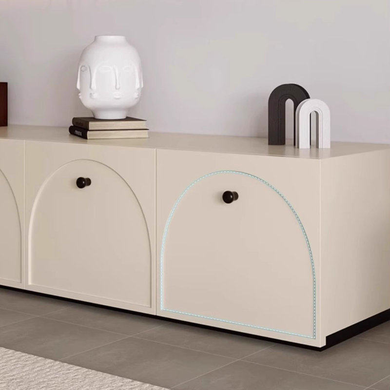 Meuble télé beige en bois manufacturé, H 16,54 po x L 14,96 po x l 62,99 po