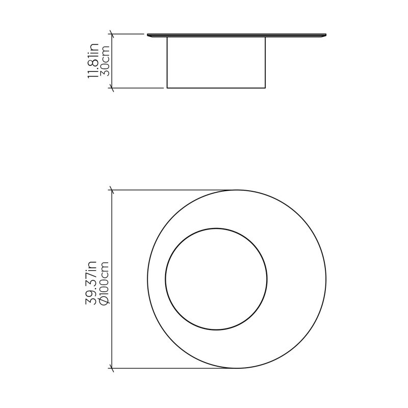 Cilíndrica Coffee Table, 11.81" H x 39.37" L x 39.37" W, Charcoal