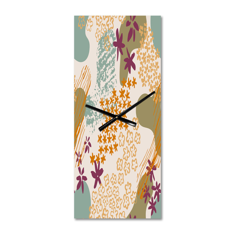 Fleurs, silhouettes et formes fluides - Horloge murale moderne, Petit