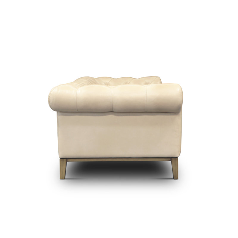 Gaga Upholstered 96'' Sofa, Grey (Rodeo), Satin Brass