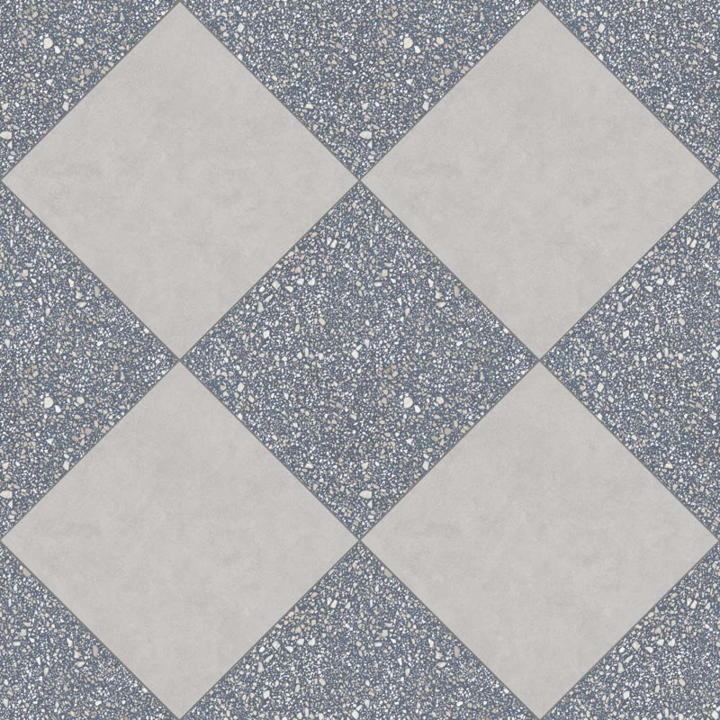 Lithos 12X12 damier Azul et ciment, Azul / Cemento