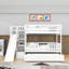 Lit superposé simple au-dessus de simple avec lit gigogne, glissade et escalier de rangement-129222234