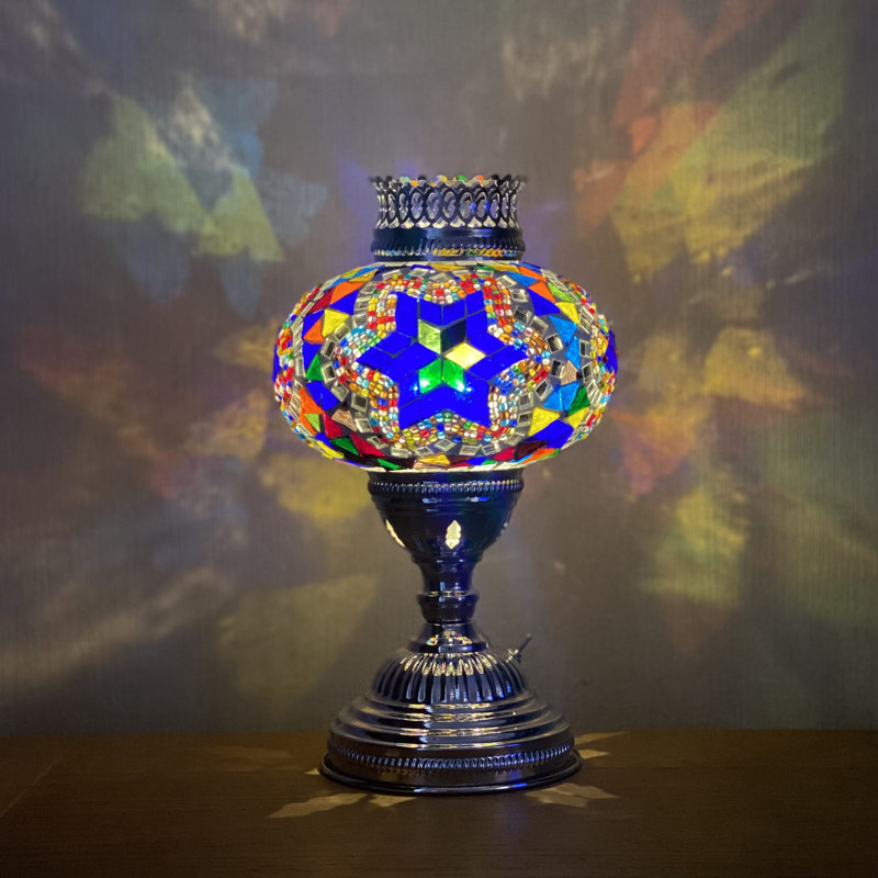 Joseph 36 cm Silver Lava Table Lamp, Predominantly Blue