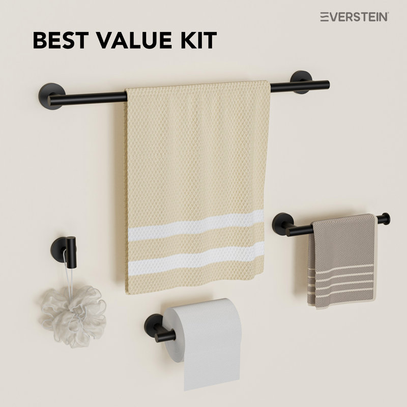 4 - Piece Bathroom Hardware Set, Matte Black