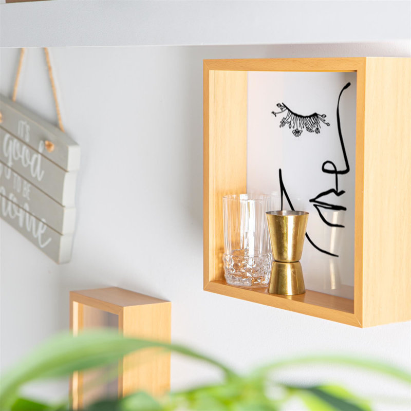 Nicola Spring - 3D Deep Box Photo Frames, Light Wood, 20cm x 25cm