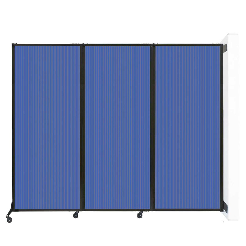 Cloison pliante murale en polycarbonate à fixation rapide, Bleu, H 80 po x l 100 po