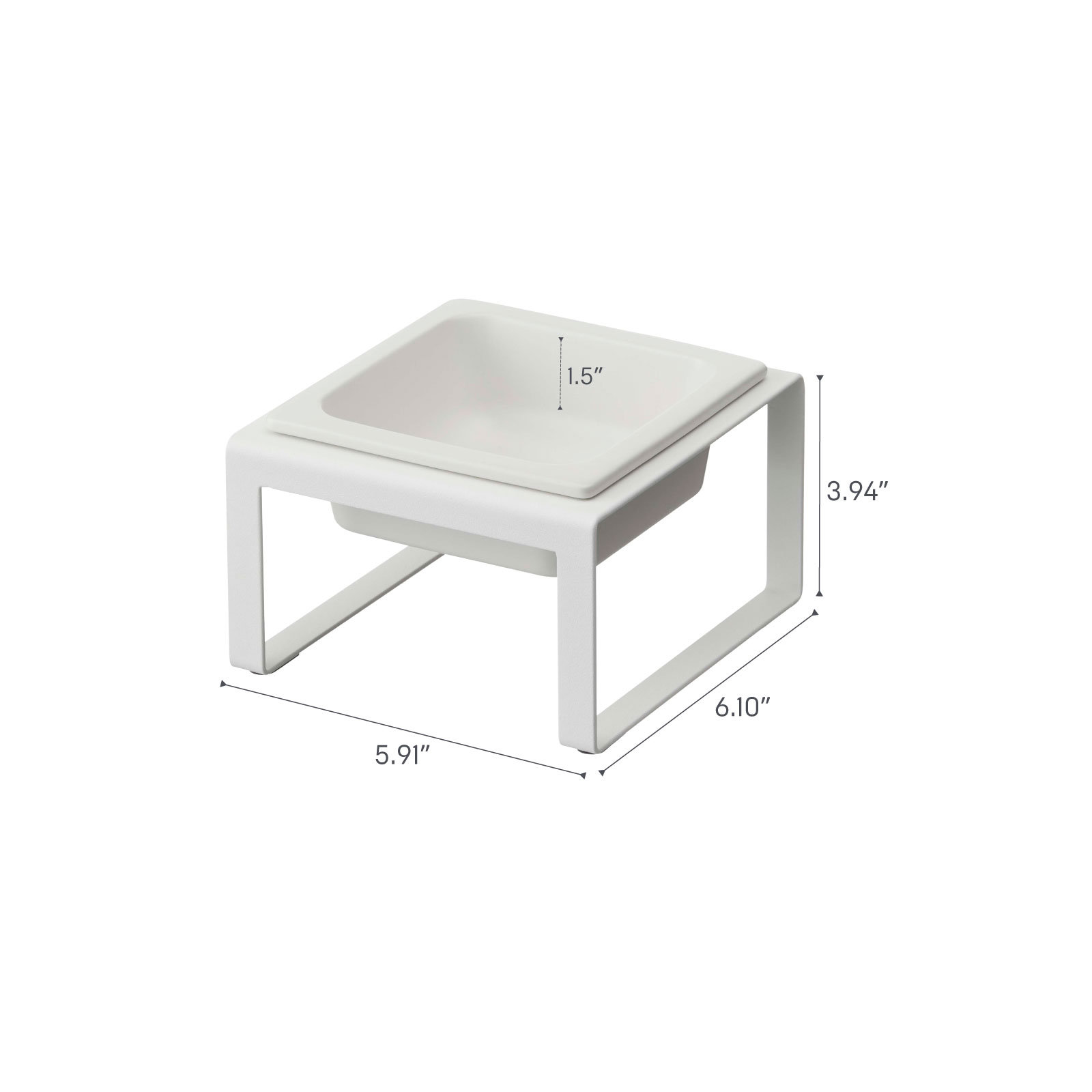 Steel and Ceramic Elevated Feeder, White