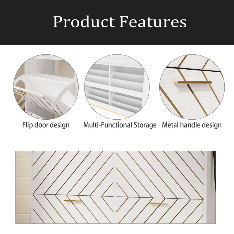 Shoe Cabinet/Shoe Rack Cabinet/Shoe Rack Organizer Cabinet, White/Natural