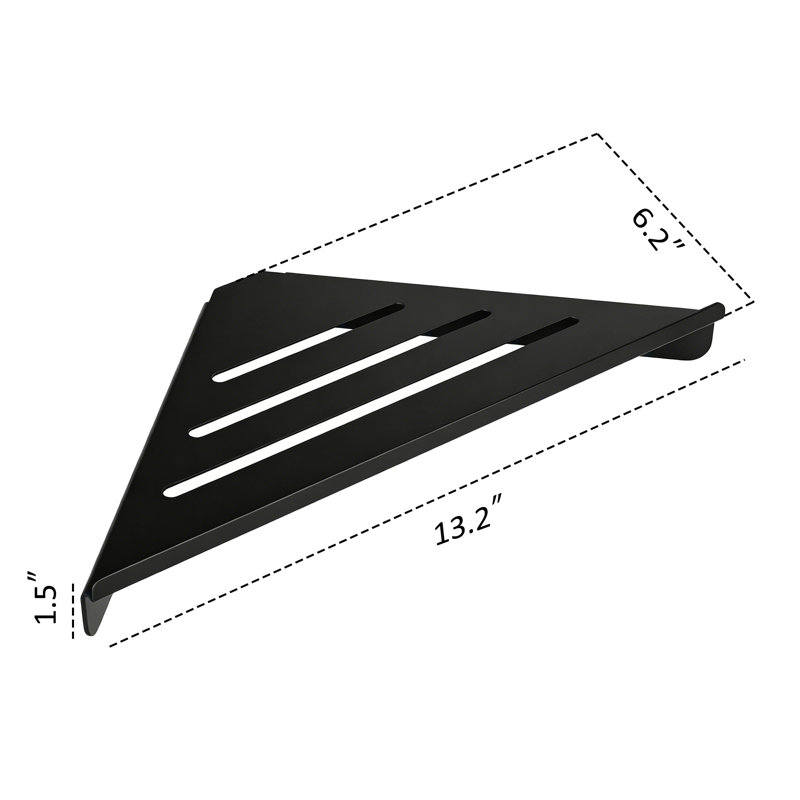 Melvonia Drill / Screw Mounted Stainless Steel Shower Corner Shelf, Matte Black