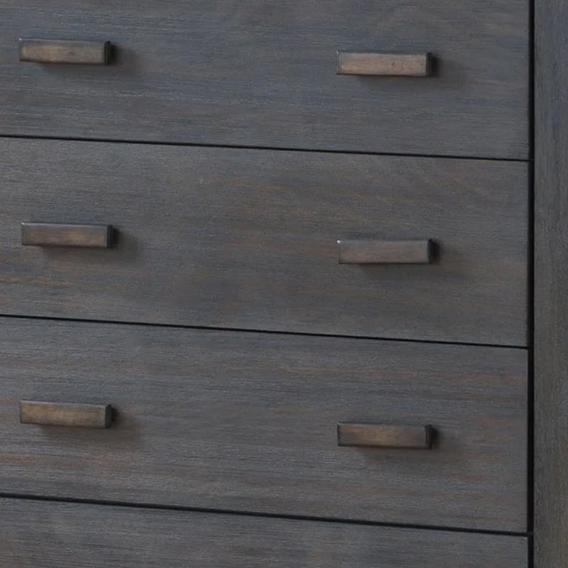 Biom Tall Dresser Chest, 5 Drawers, Charcoal Brown Solid Hardwood