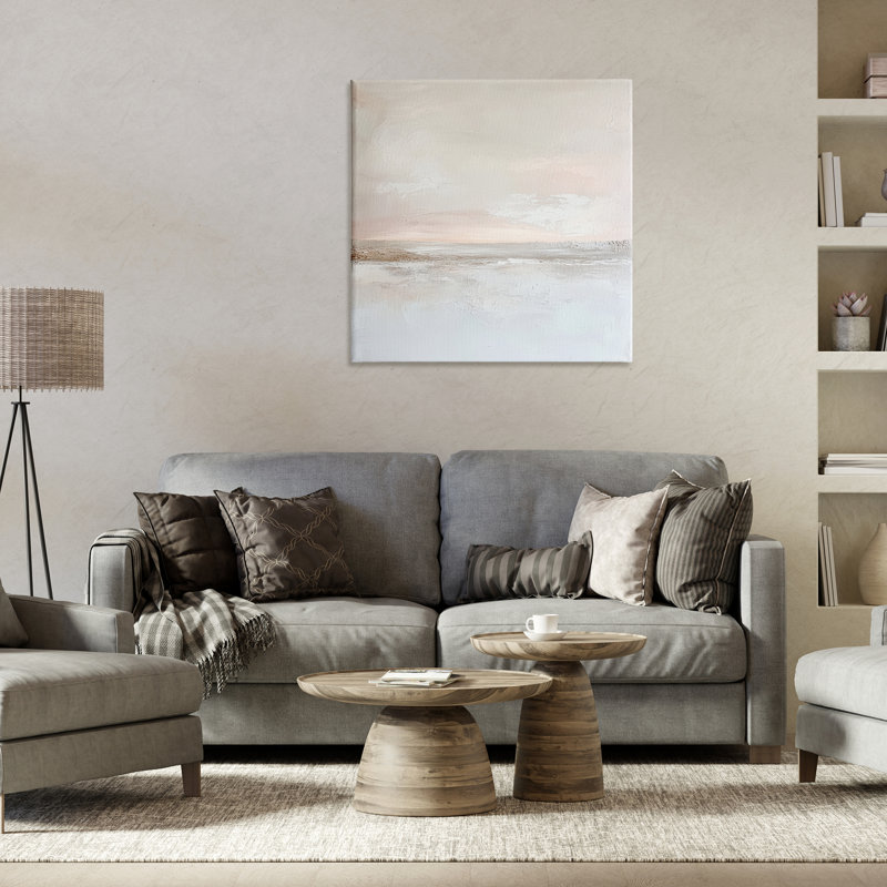 Toile «Mute Landscape Abstract Horizon», conception par Petal Prints Design, H 30 po x l 30 po