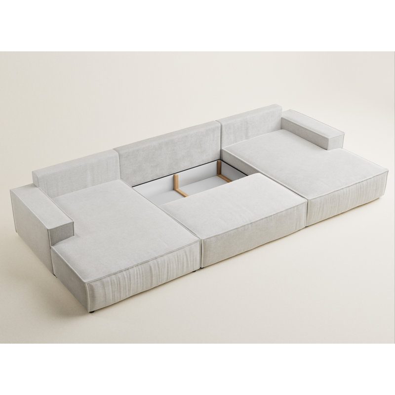 6 Seater Reclining Corner Sofa , Light Beige