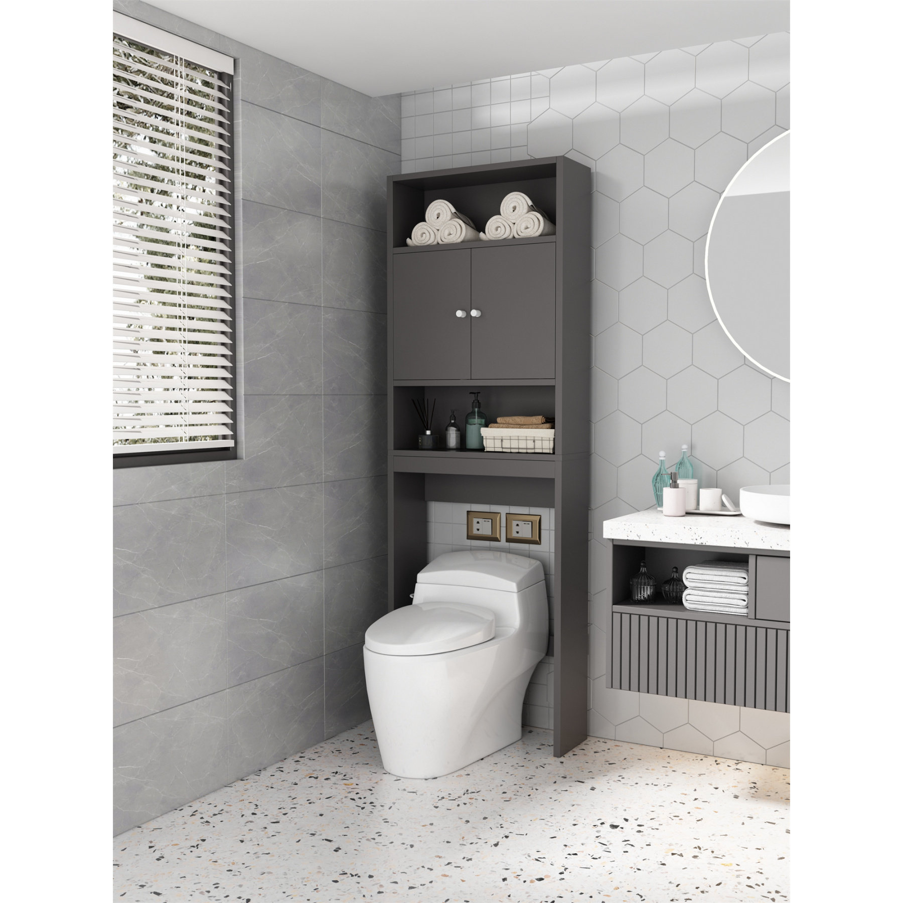 Garlington Solid Wood Free-Standing Over-the-Toilet Storage The Twillery Co. Finish: White