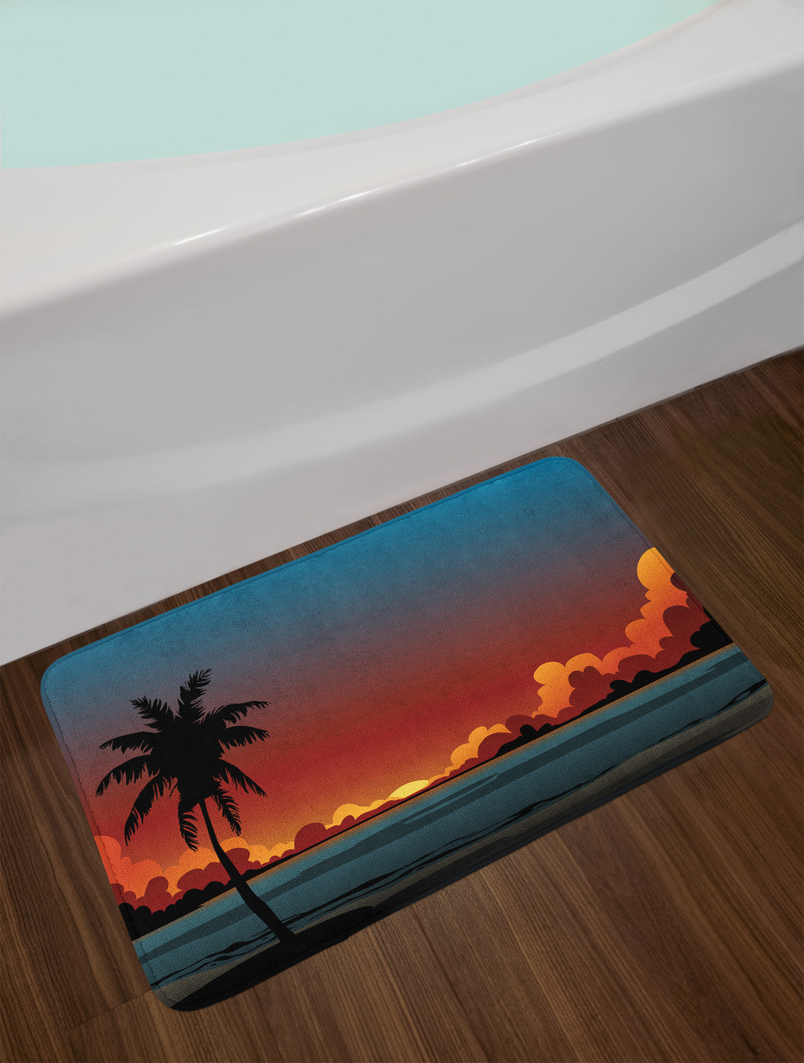 East Urban Home Bay Isle Home™ Fiji Plush Bath Mat, Dramatic Sunset ...