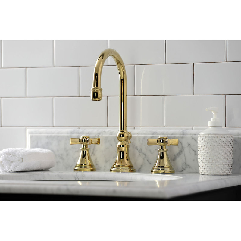 Robinet pour salle de bain Millennium, Laiton poli, Flat-Prong Cross Lever
