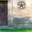 Cercle étoile en métal rustique en métal avec panneau «God Bless Texas» 24 po