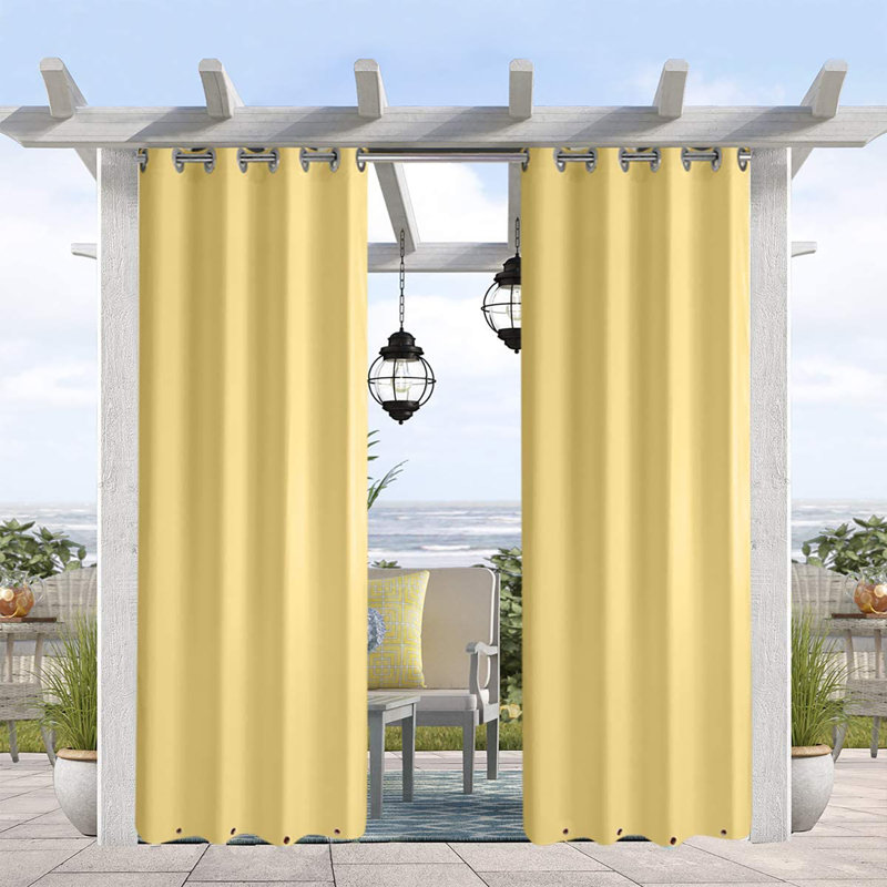 Archbold Outdoor Blackout Curtain Single Panel, Sand Beige, 50" W x 96" L