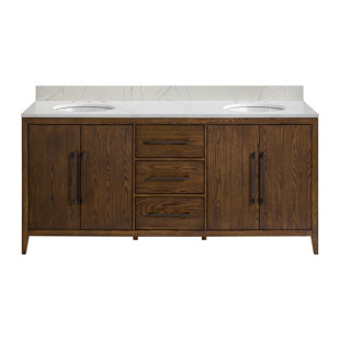 Alsup 72'' Double Bathroom Vanity with Quartz Top