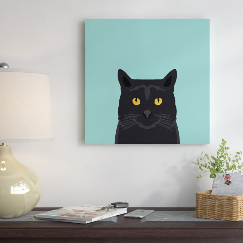 « chat », impression sur toile tendue, H 12 po x l 12 po x P 0,75 po, Toile tendue, Pas de tapis