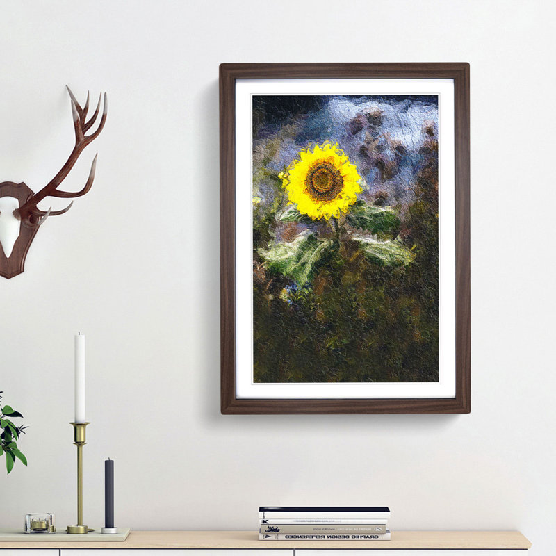 Sunflower - Picture Frame Painting Print, 65cm H x 48cm W x 2cm D, Walnut Framed