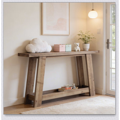 Table de canapé étroite, console à deux niveaux, table d'entrée en bois