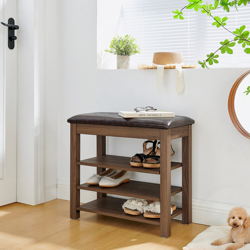 Petit banc à langer avec tablettes, Brun