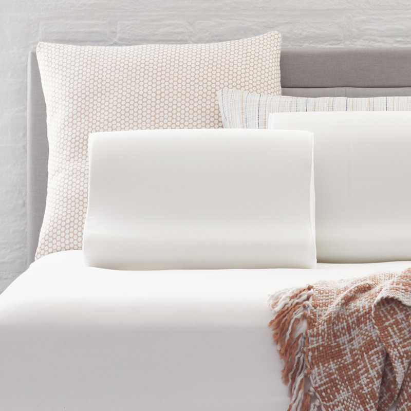 Ergonomic White Memory Foam Contour Pillow with Mesh Cover