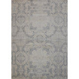 Hand Knotted Ikat Area Rug in Gray/Light Gray